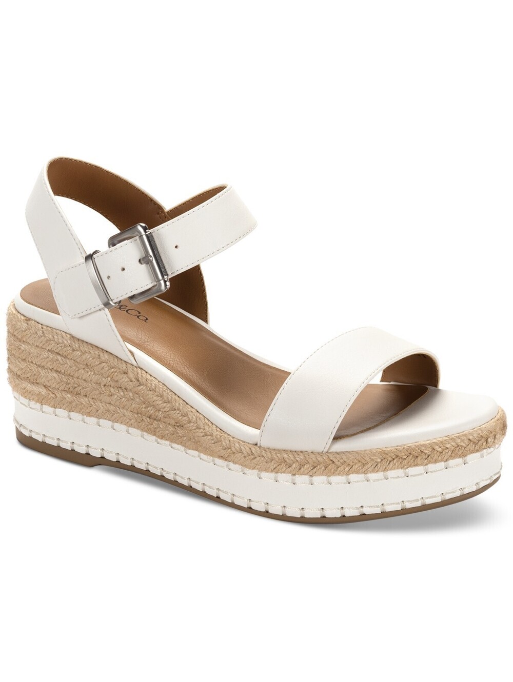 Style Co Womens Shoes Hawkinns Wedge Sandals Wht Linen 8M